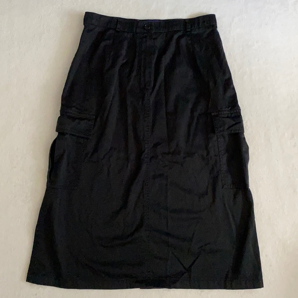 {VTG} Future Ozbek | 90s Bergdorf Goodman High Waist Knee Length Cargo Skirt
